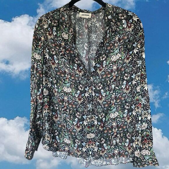 Zadig & Voltaire Womens Small Top Tink Kaleido Floral V Neck Pullover - Picture 1 of 10